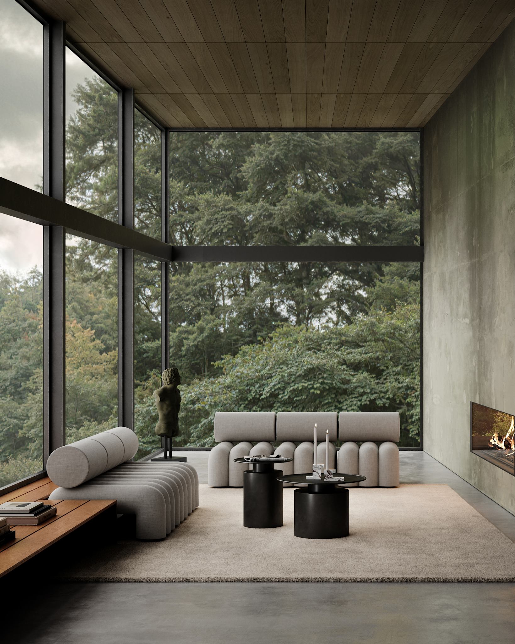 101 Copenhagen - Pillar Table, Low - Burned Black - Coffee or Side Table