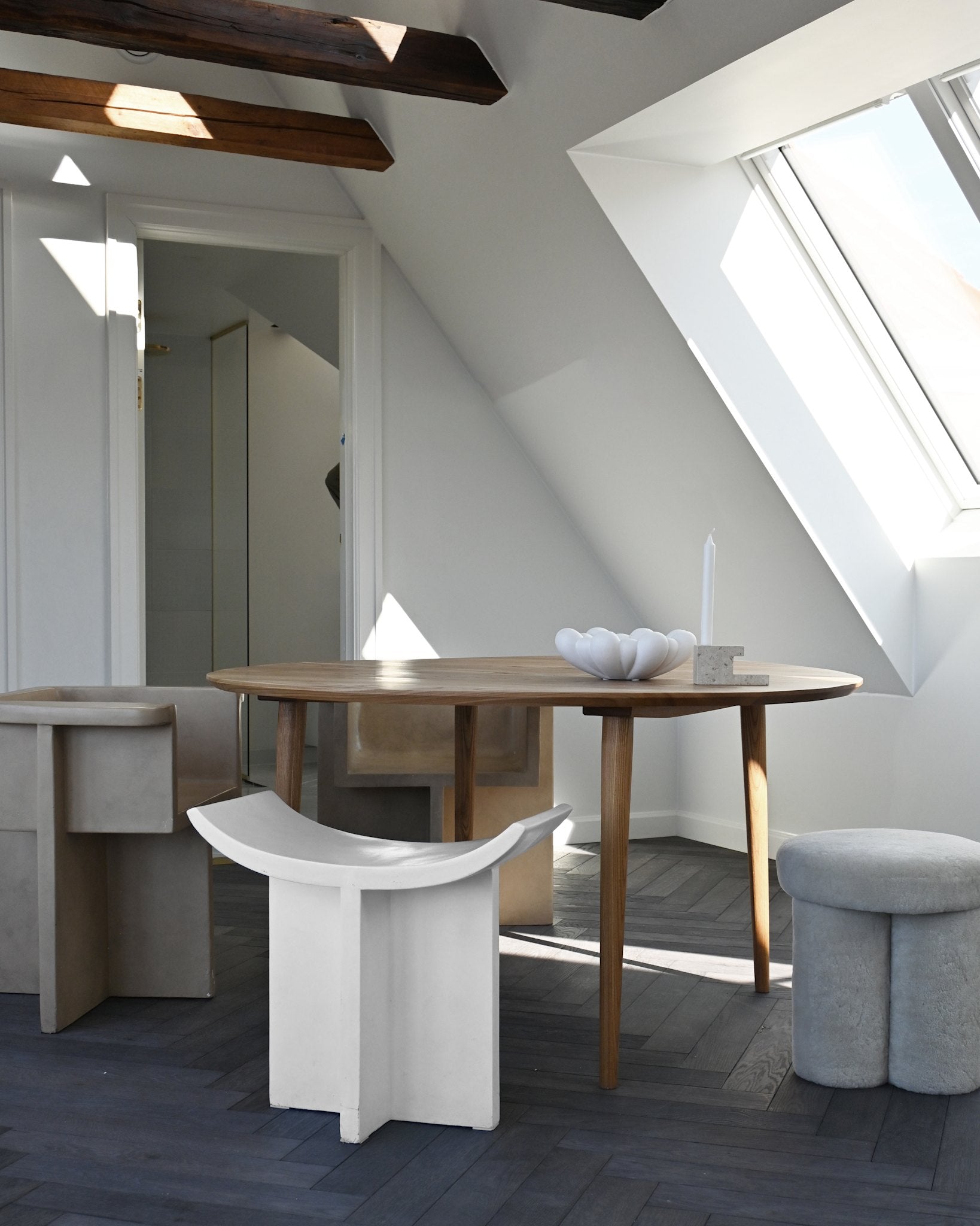 101 Copenhagen - Brick Candle Holder, Low - Limestone - Candle Holders