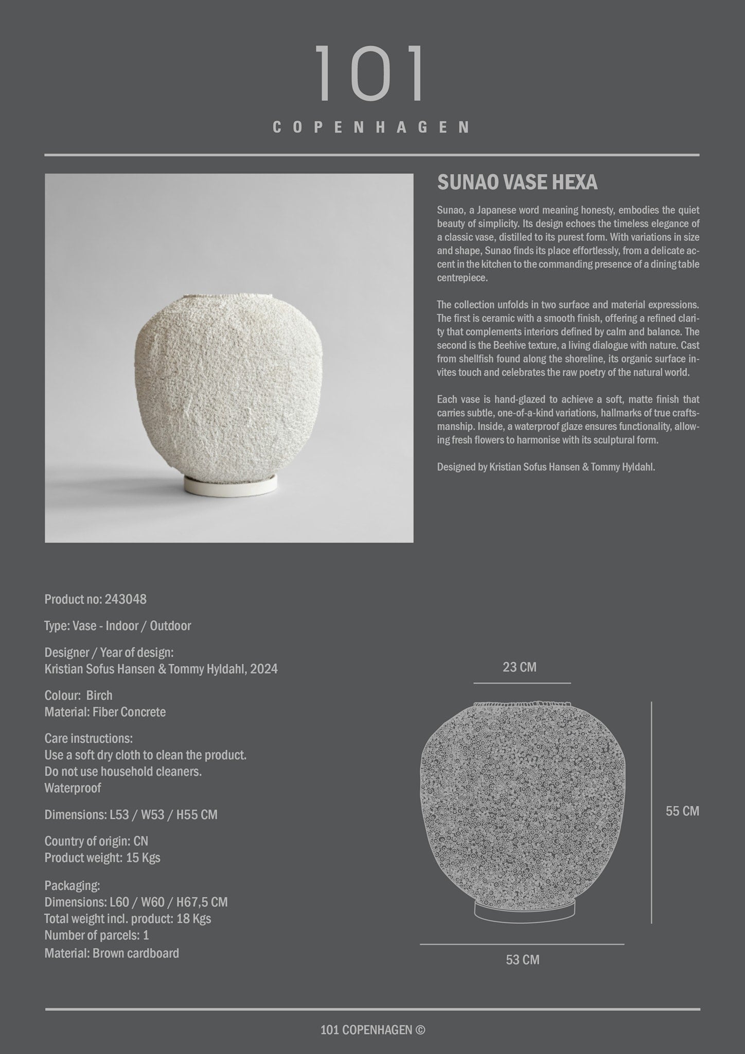 101 Copenhagen - Sunao Vase, Hexa - Beehive - Plant Pot