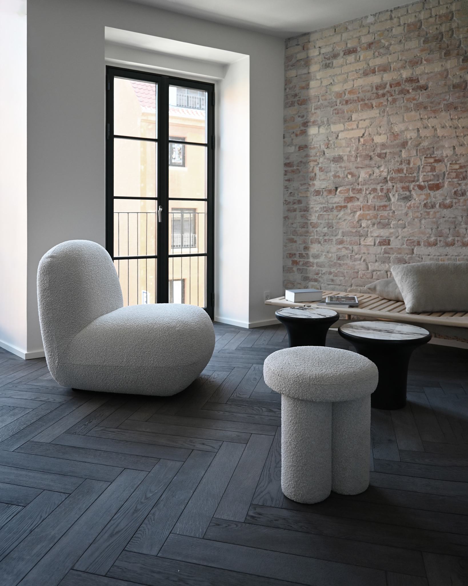 101 Copenhagen - Trumpet Table, Low - Calacatta - Coffee or Side Table