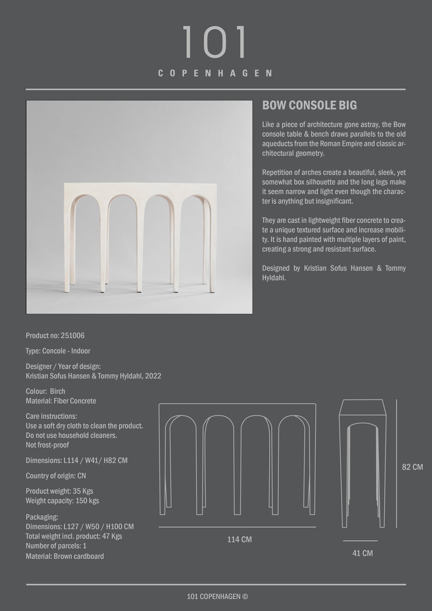 101 Copenhagen - Bow Console, Big - Birch - Console Table