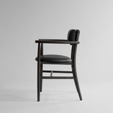 101 Copenhagen - Nama Dining Chair, Armrest - Coffee Black, Aniline Leather - Dining Chair