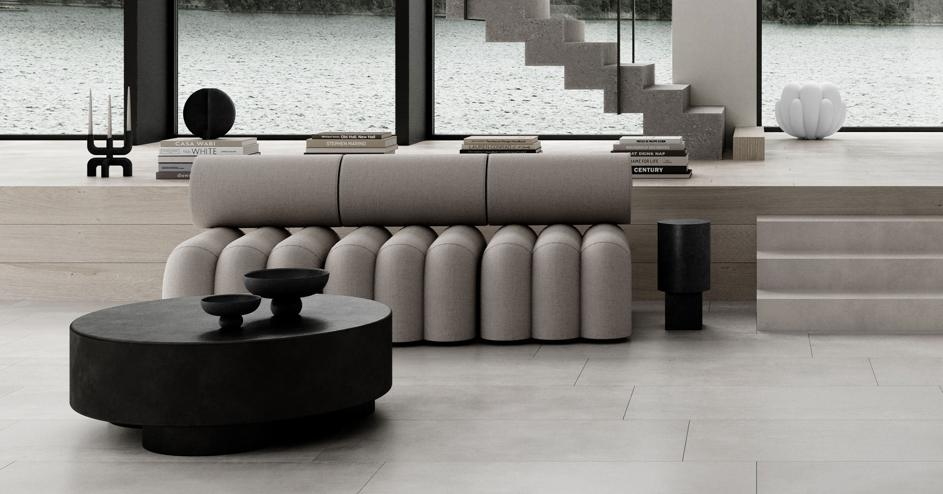 Copenhagen Foku chairs,  coffee table and Baburu bowls