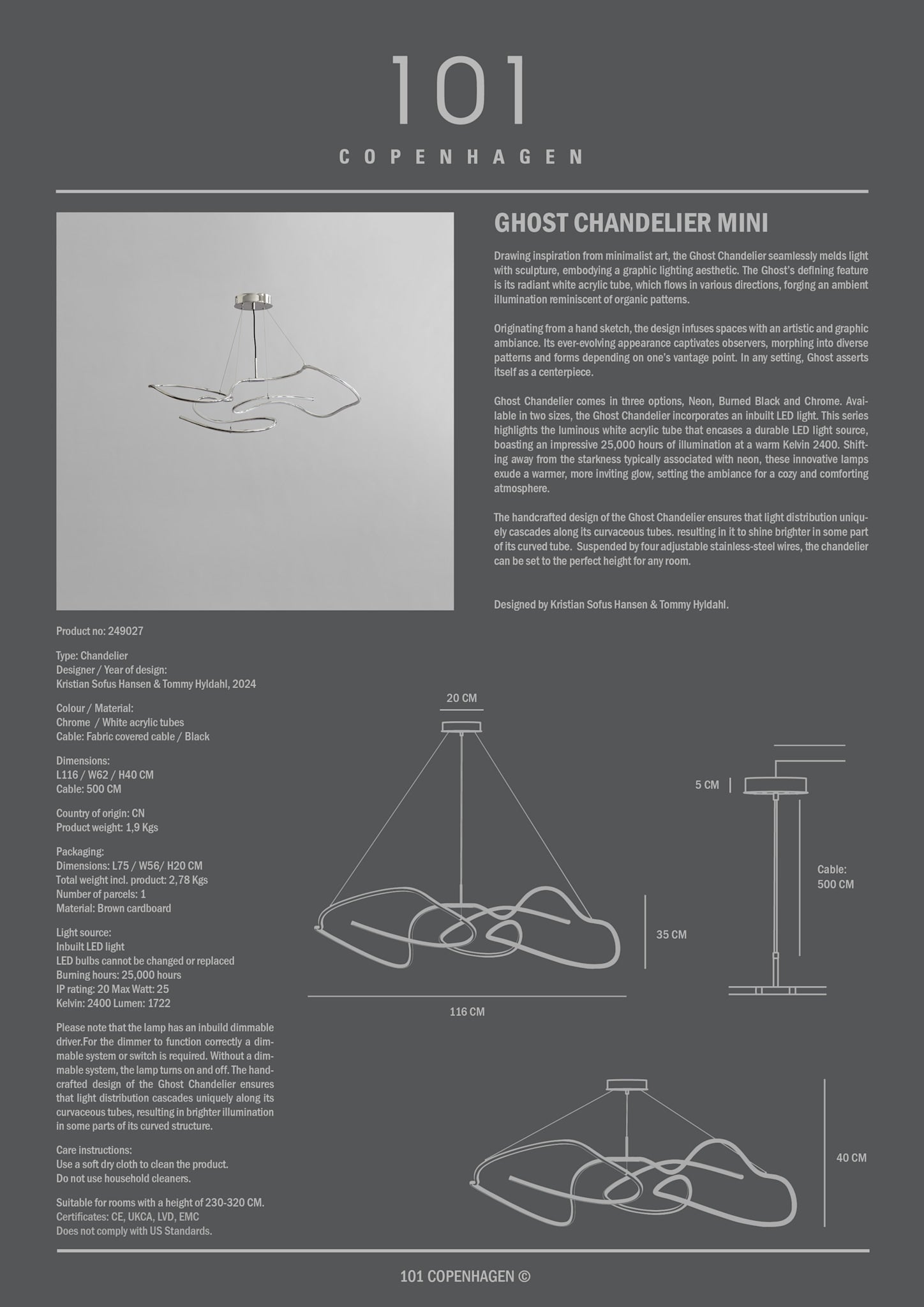 Ghost Chandelier, Mini, Chrome details