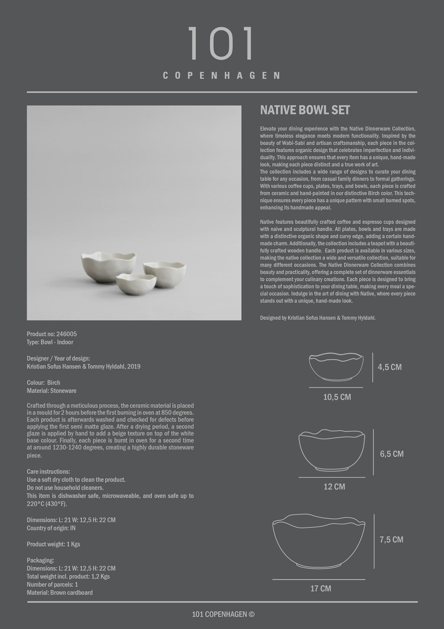 101 Copenhagen - Native Bowl Set - Birch - Bowl set