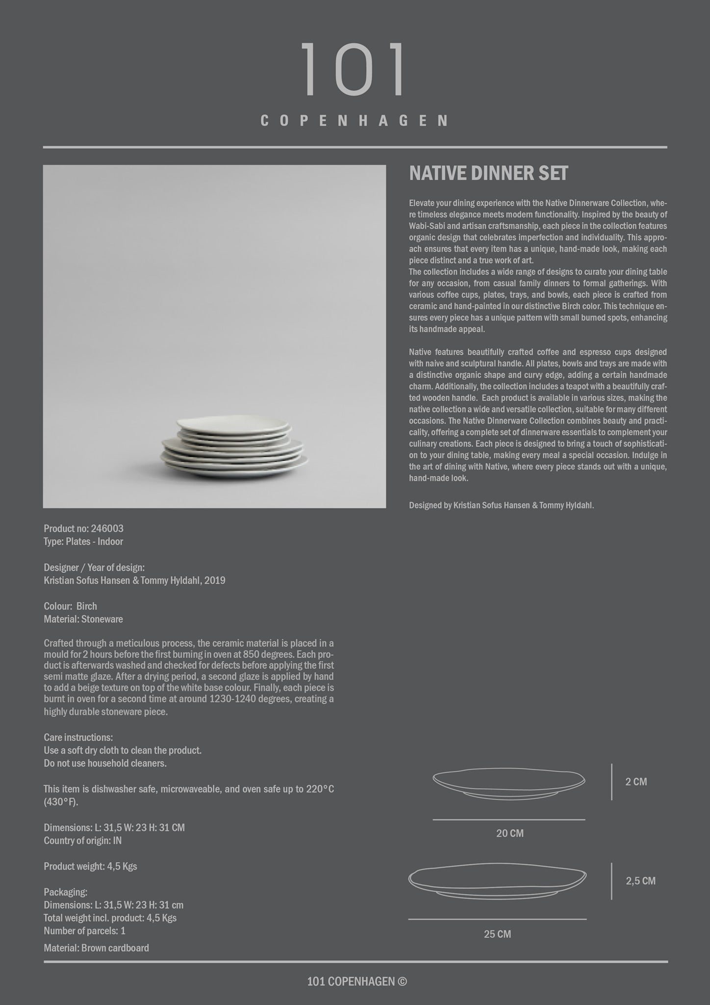 101 Copenhagen - Native Dinner Set - Birch - Dinnerware Set