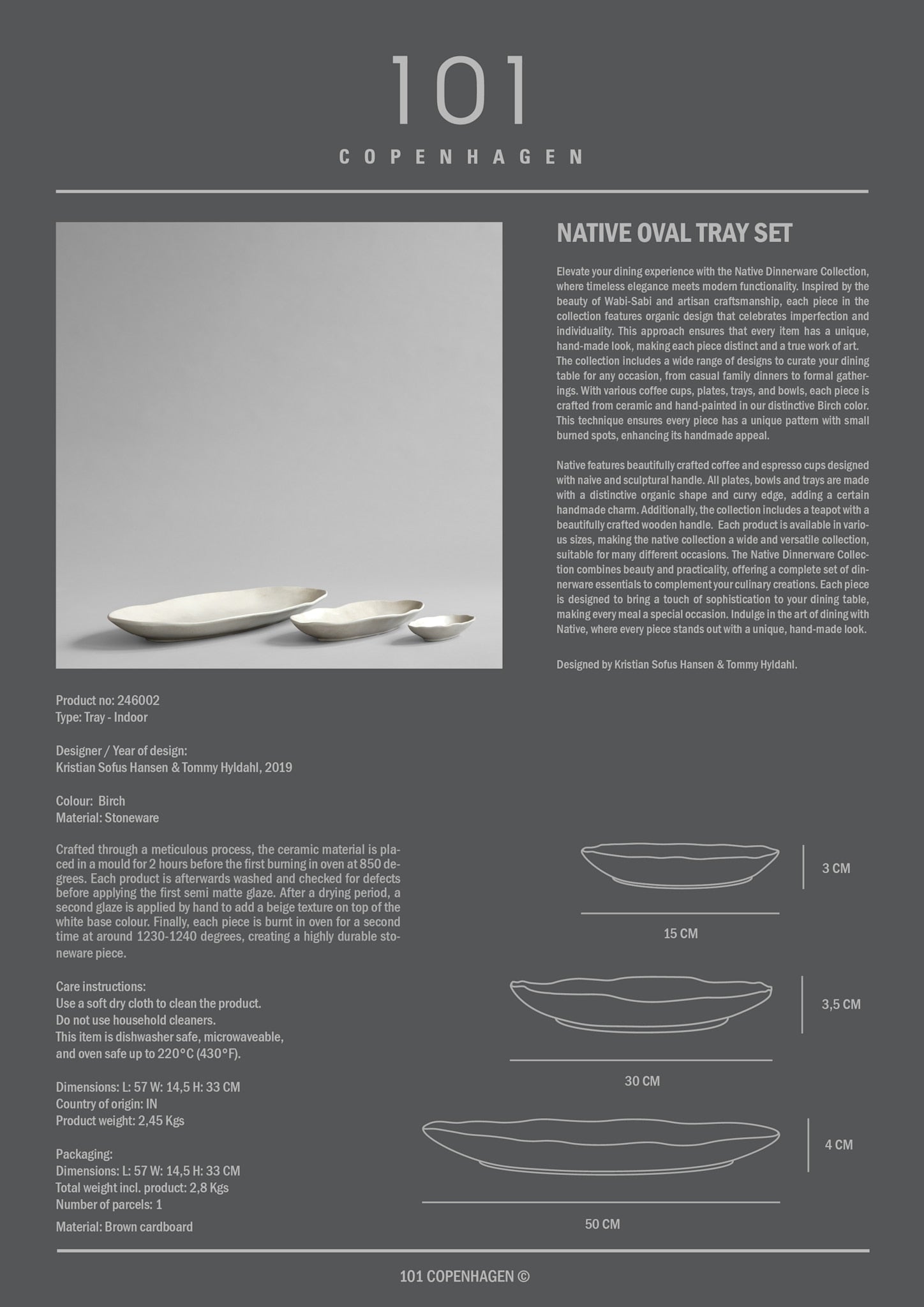 101 Copenhagen - Native Oval Tray Set - Birch - Tray Set