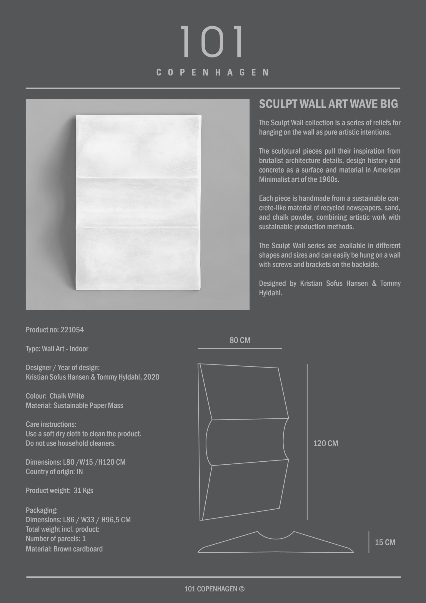 101 Copenhagen - Sculpt Art, Wave, Big - Chalk White - Art