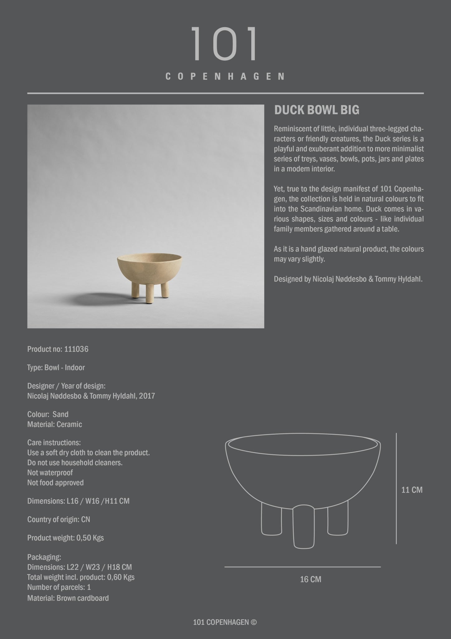 101 Copenhagen - Duck Bowl, Big - Sand - Ceramic bowl