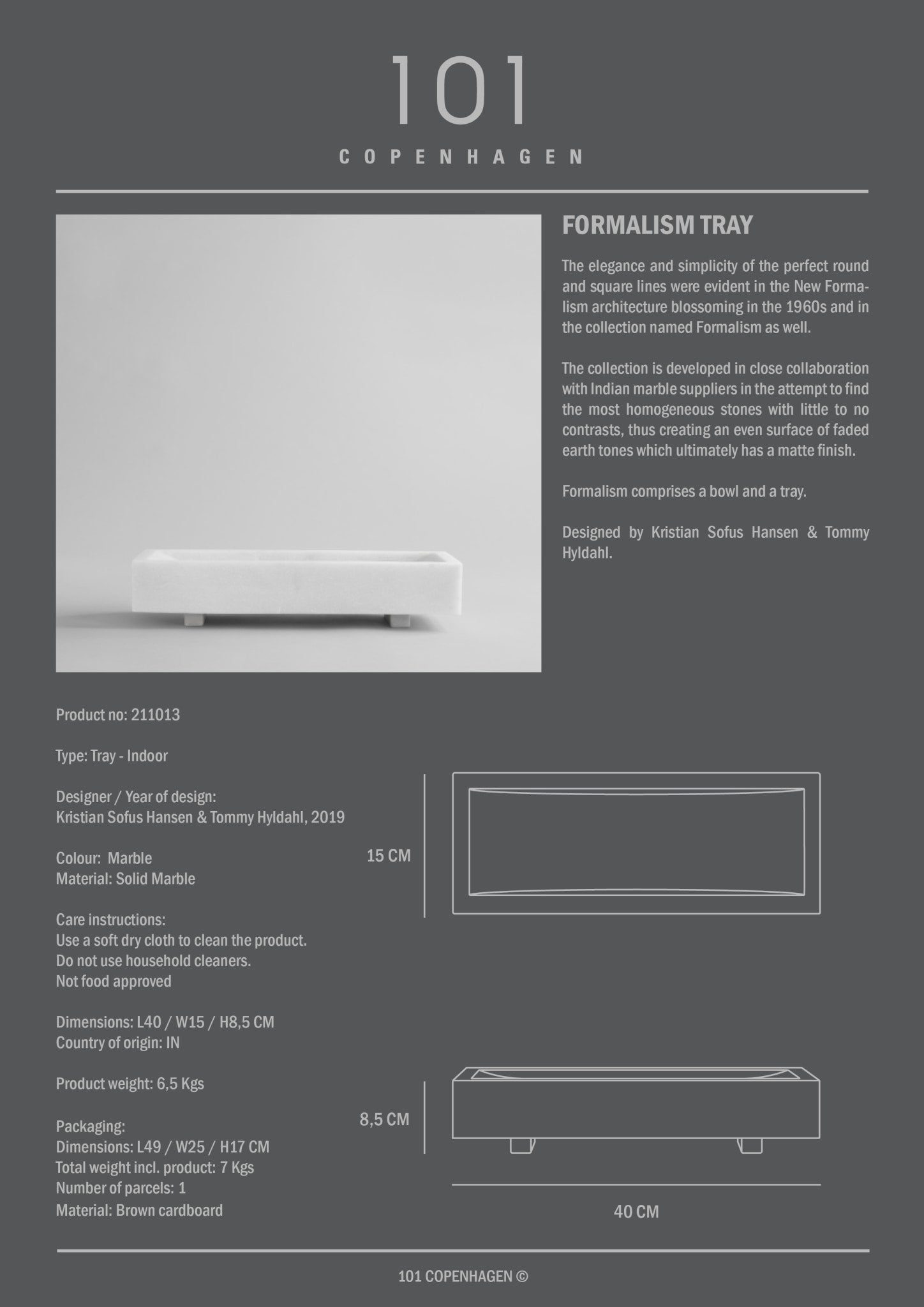 101 Copenhagen - Formalism Tray - Marble - Archive