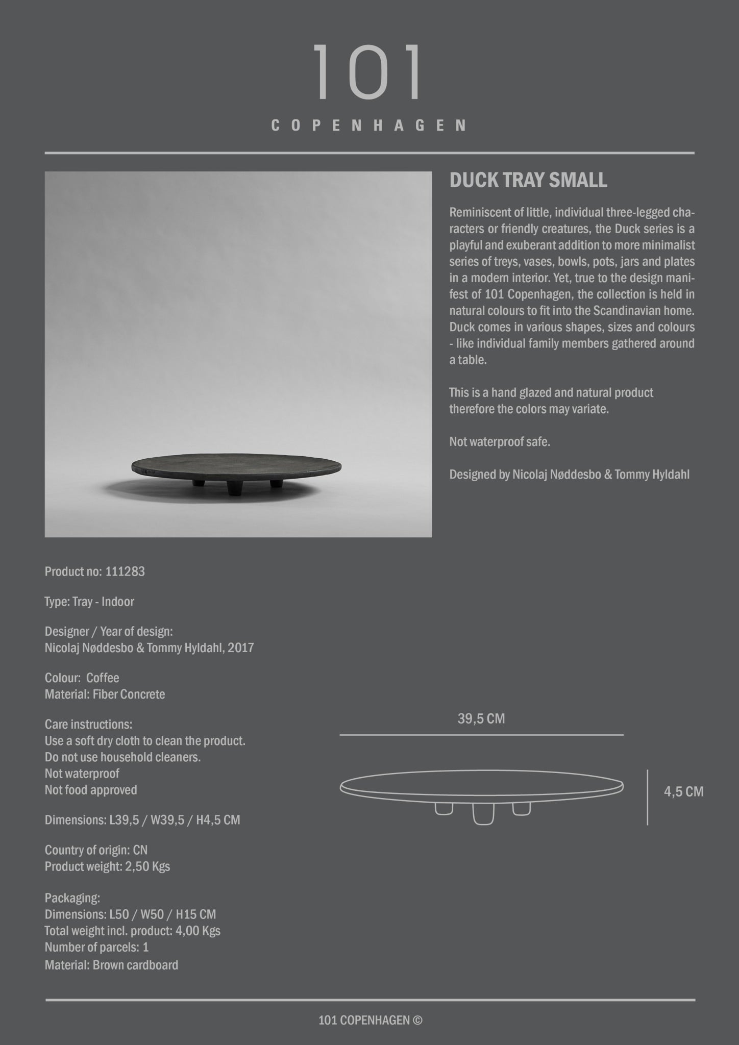 101 Copenhagen - Duck Tray, Small - Coffee - Tray