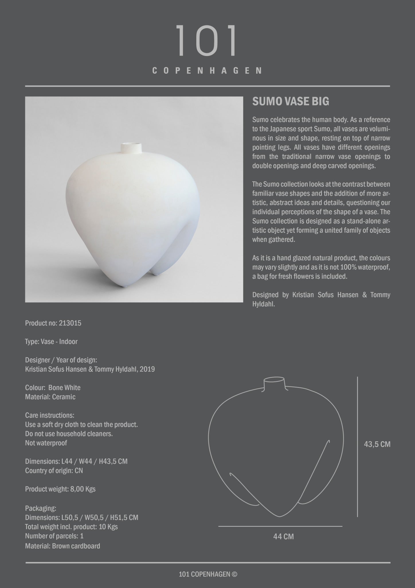 101 Copenhagen - Sumo Vase, Big - Bone White - Vase