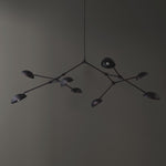 101 Copenhagen Drop Chandelier - Burned Black turned on and off
