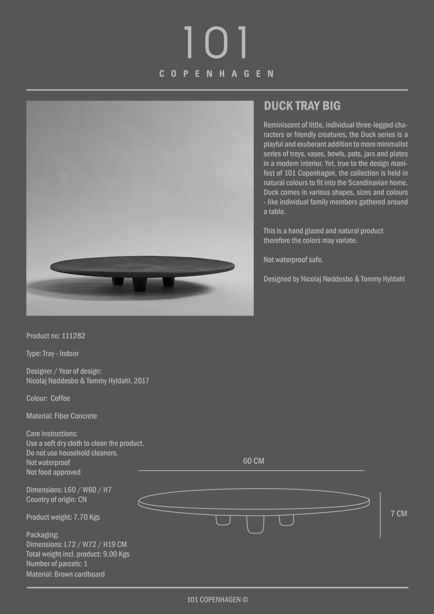 101 Copenhagen - Duck Tray, Big - Coffee - Tray