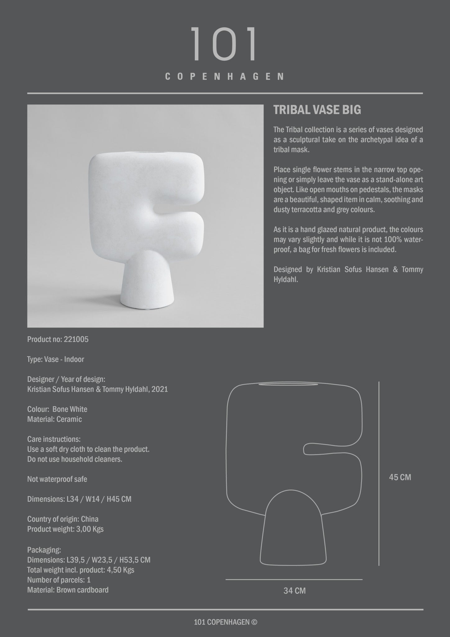 101 Copenhagen - Tribal Vase, Big - Bone White - Vase