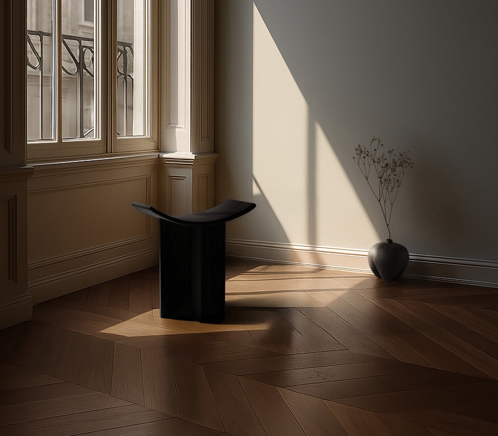 Brustus Stool in Coffee Black Oak