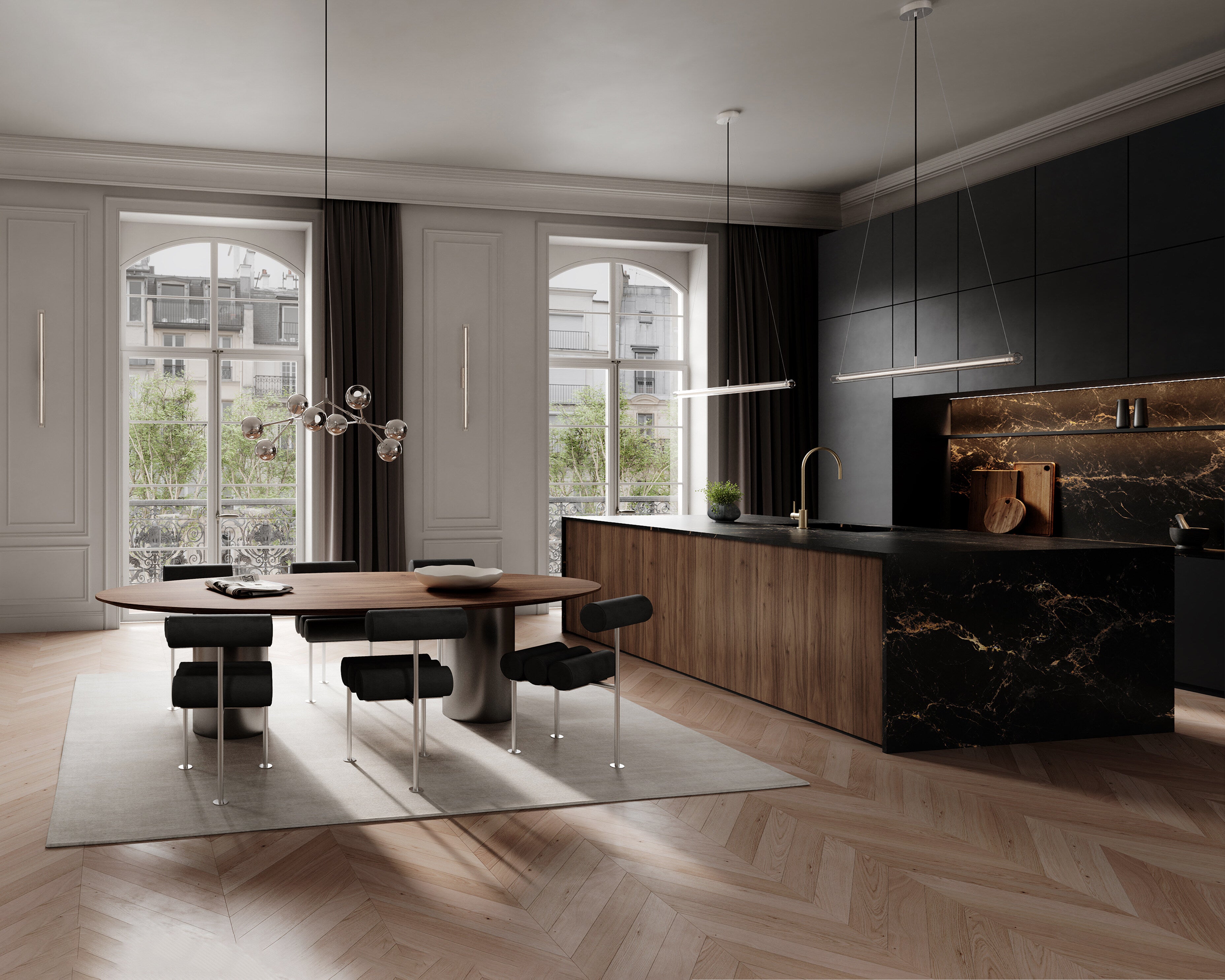 101 Copenhagen - Drop Chandelier Globe, Mini - Chrome (5m) - Chandelier