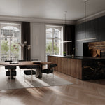 101 Copenhagen - Hiro Dining Chair, Stainless Steel - Aniline Leather Black - Dining Chair