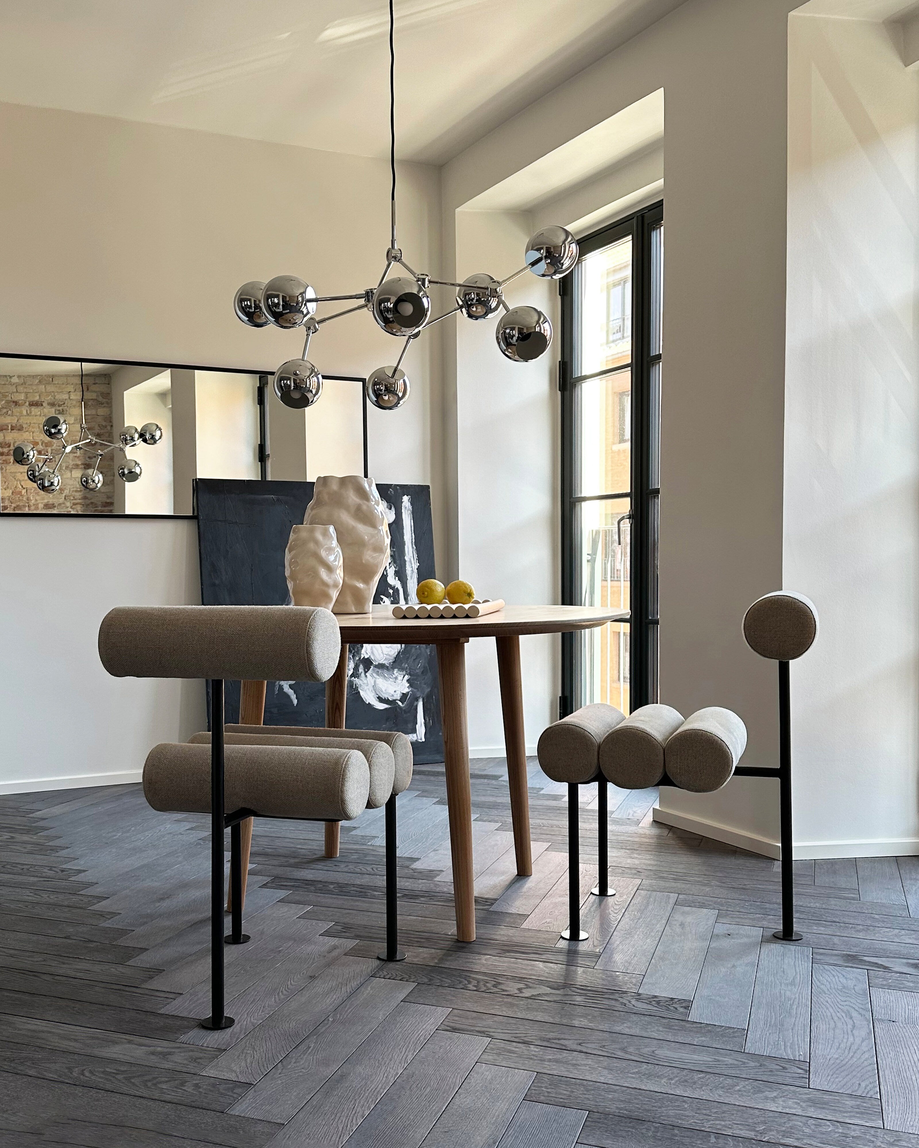 101 Copenhagen - Hiro Dining Chair, Black Frame - Sand (8047-2) - Dining Chair