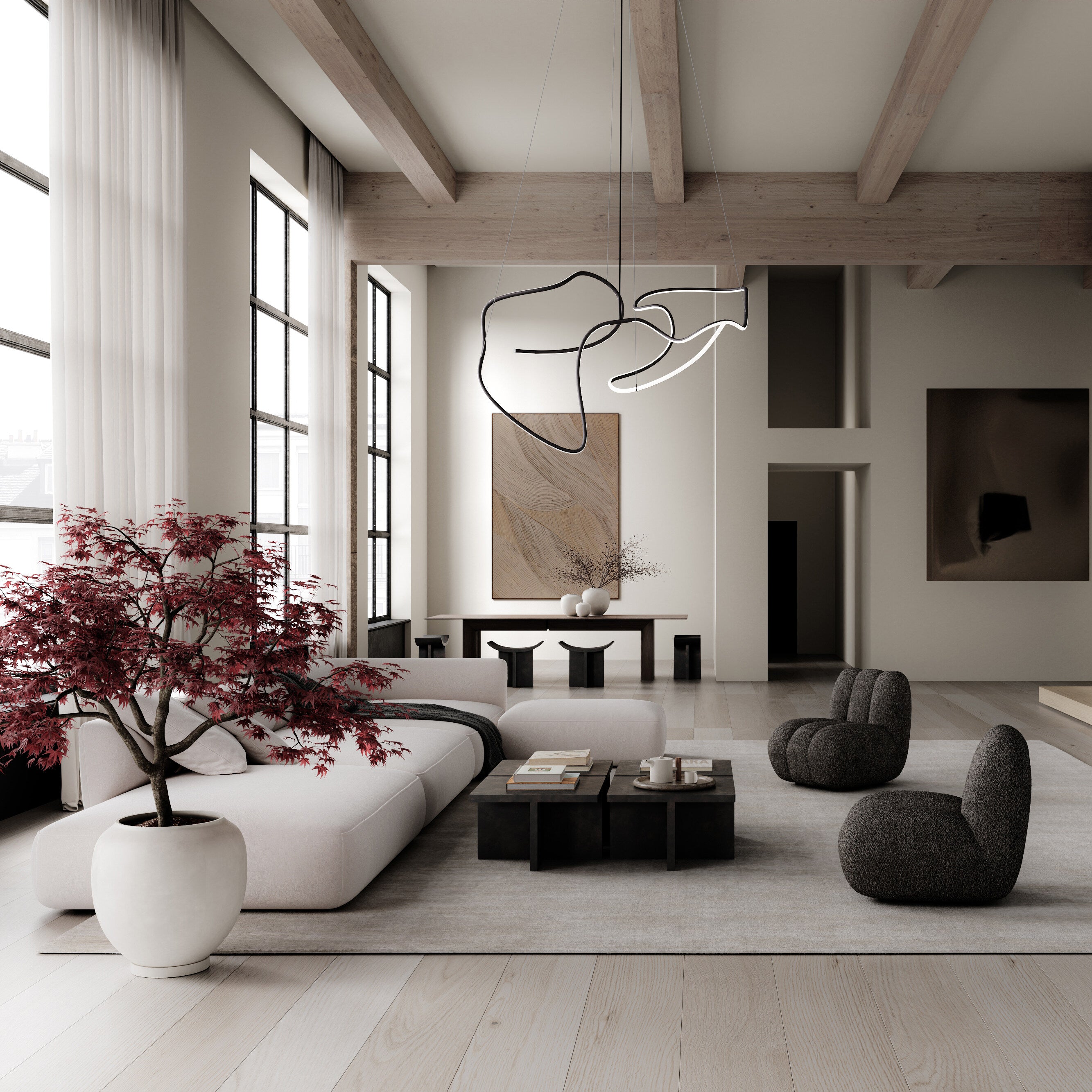 101 Copenhagen - Ghost Chandelier, Big - Burned Black (5m) - Chandelier