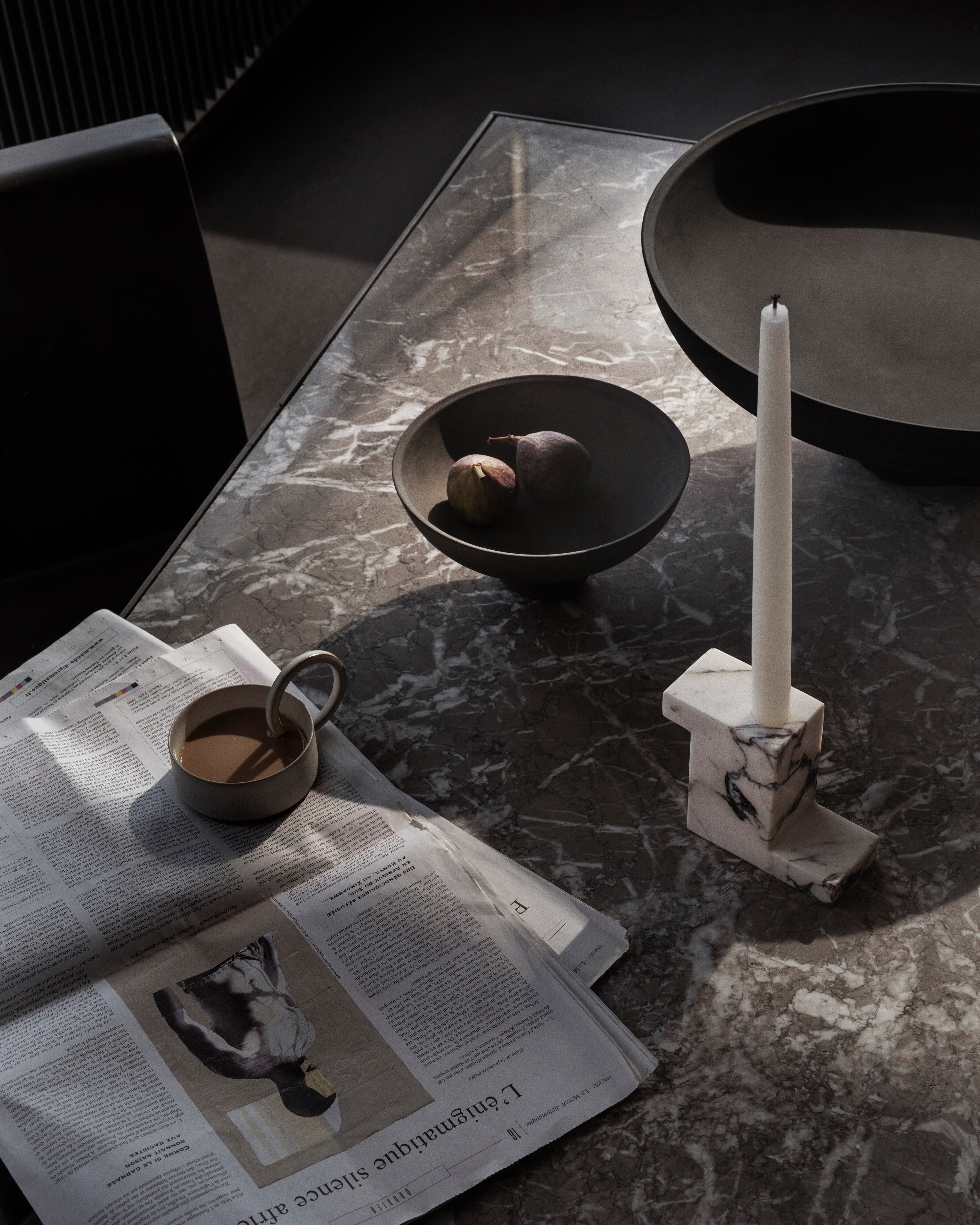 101 Copenhagen - Brick Candle Holder, Tall - Calacatta - Candle Holder