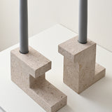101 Copenhagen - Brick Candle Holder, Low - Limestone - Candle Holder