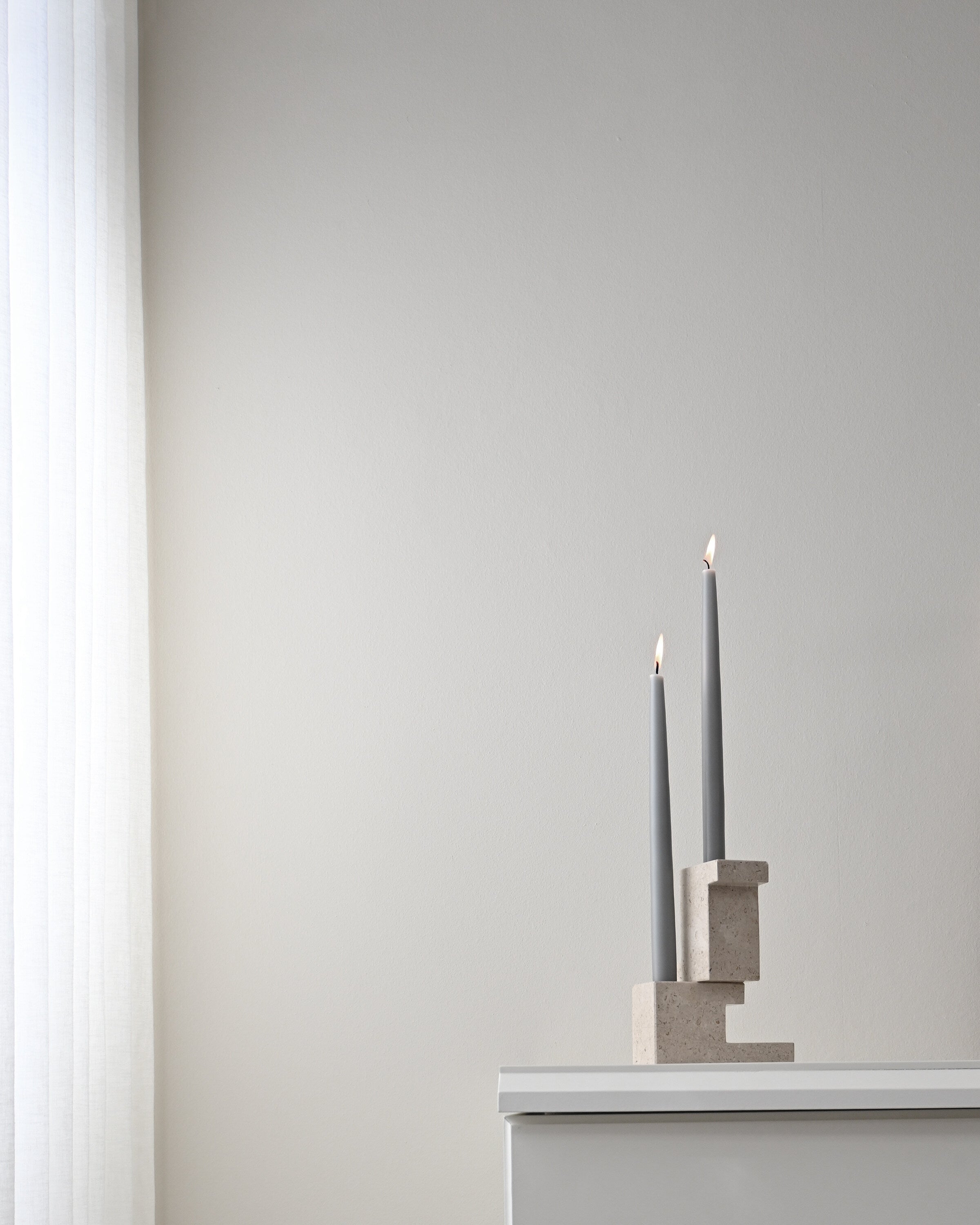 101 Copenhagen - Brick Candle Holder, Low - Limestone - Candle Holder