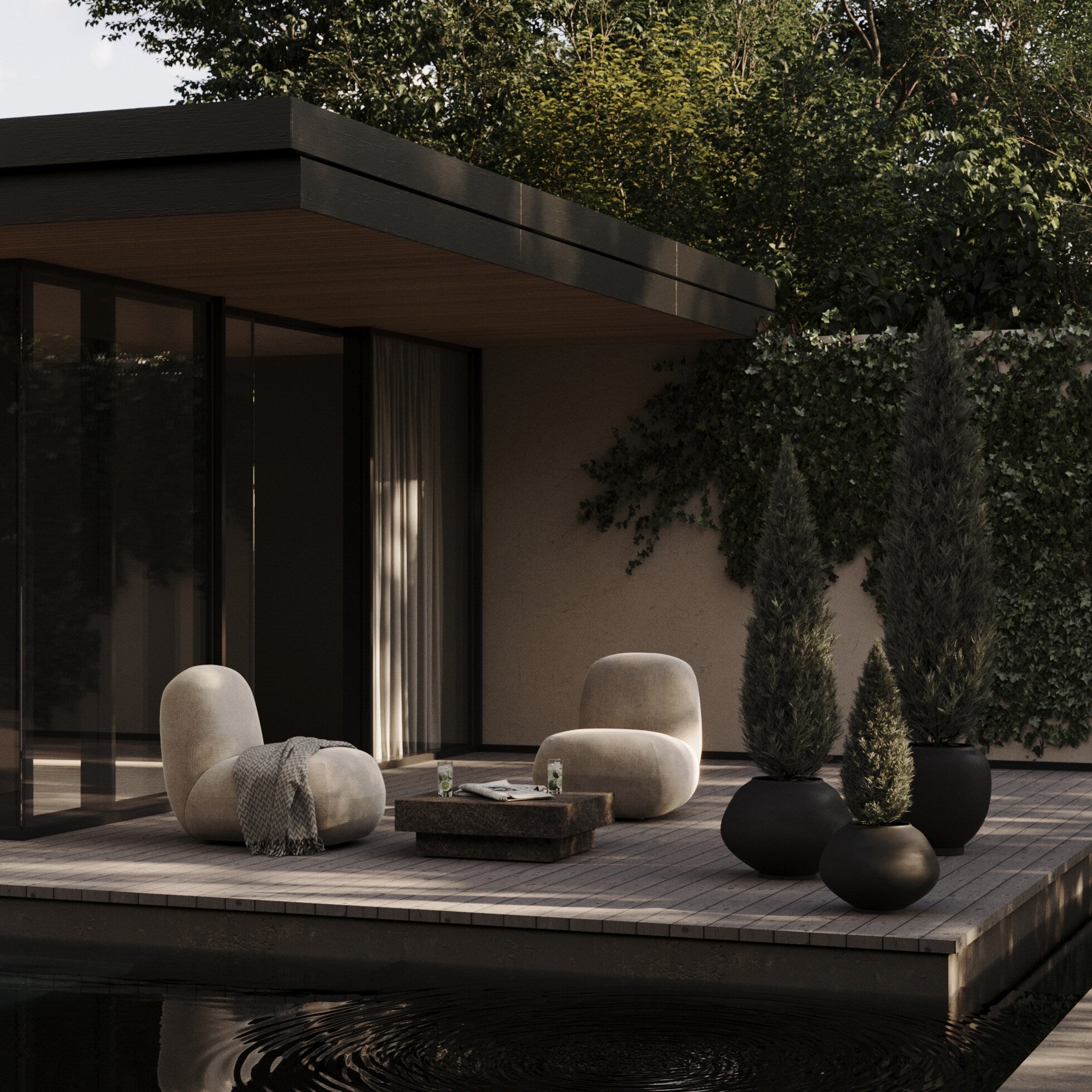 101 Copenhagen - Sunao Plant Pot Fat, Hexa - Black - Plant Pot