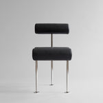 101 Copenhagen - Hiro Dining Chair, Stainless Steel - Aniline Leather Black - Dining Chair