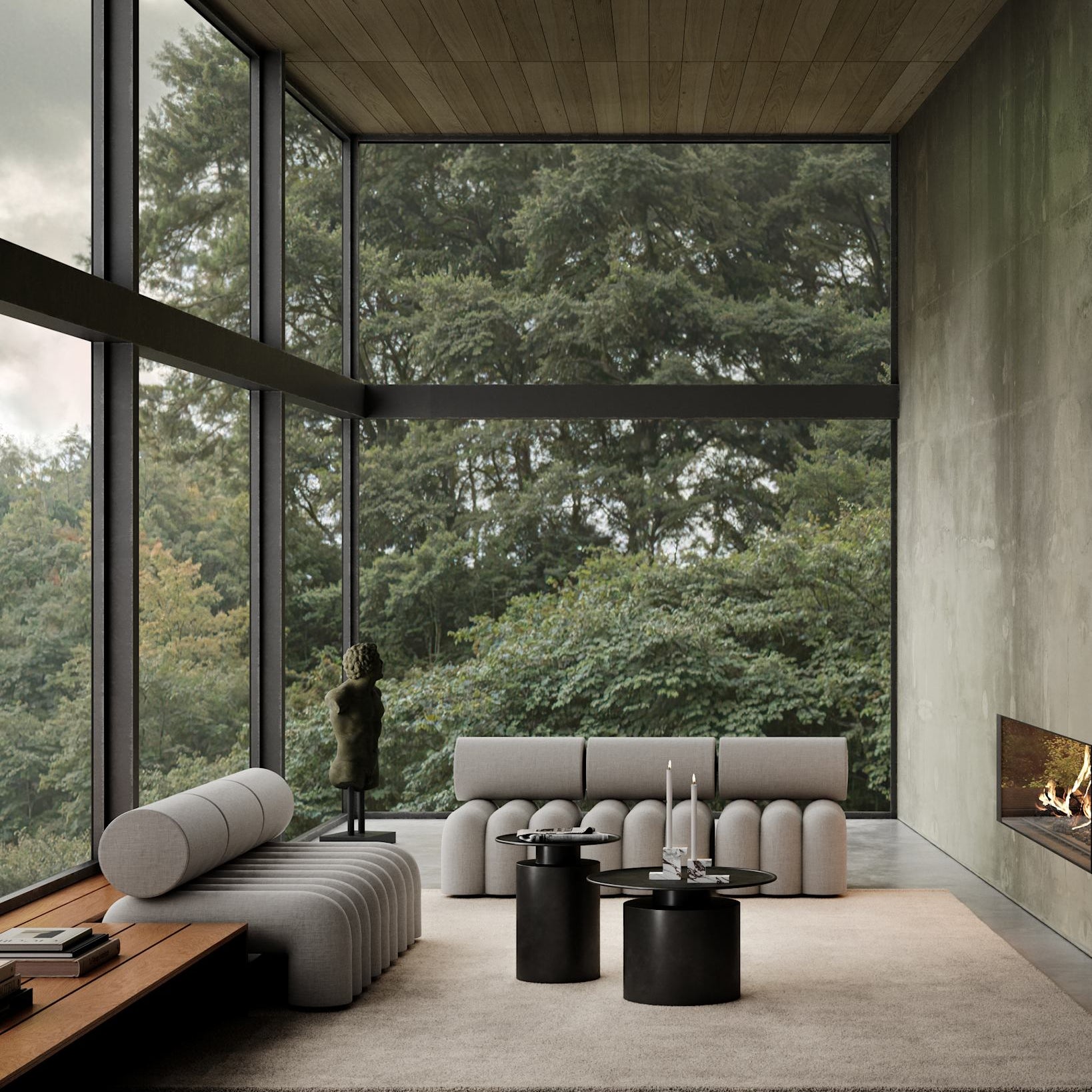 101 Copenhagen - Pillar Table, Low - Burned Black - Coffee or Side Table