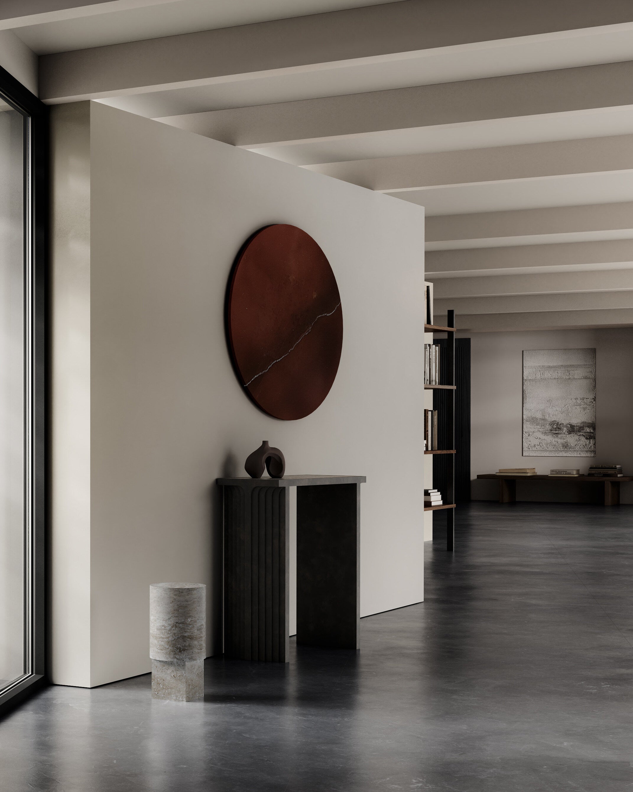 101 Copenhagen - Column Table - Silver Travertine - Coffee Table