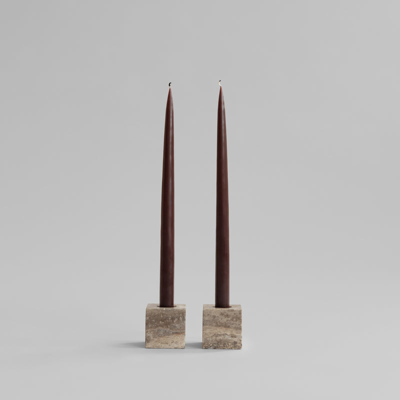 101 Copenhagen - Cube Candle Holders -  Silver Travertine - Candle Holder