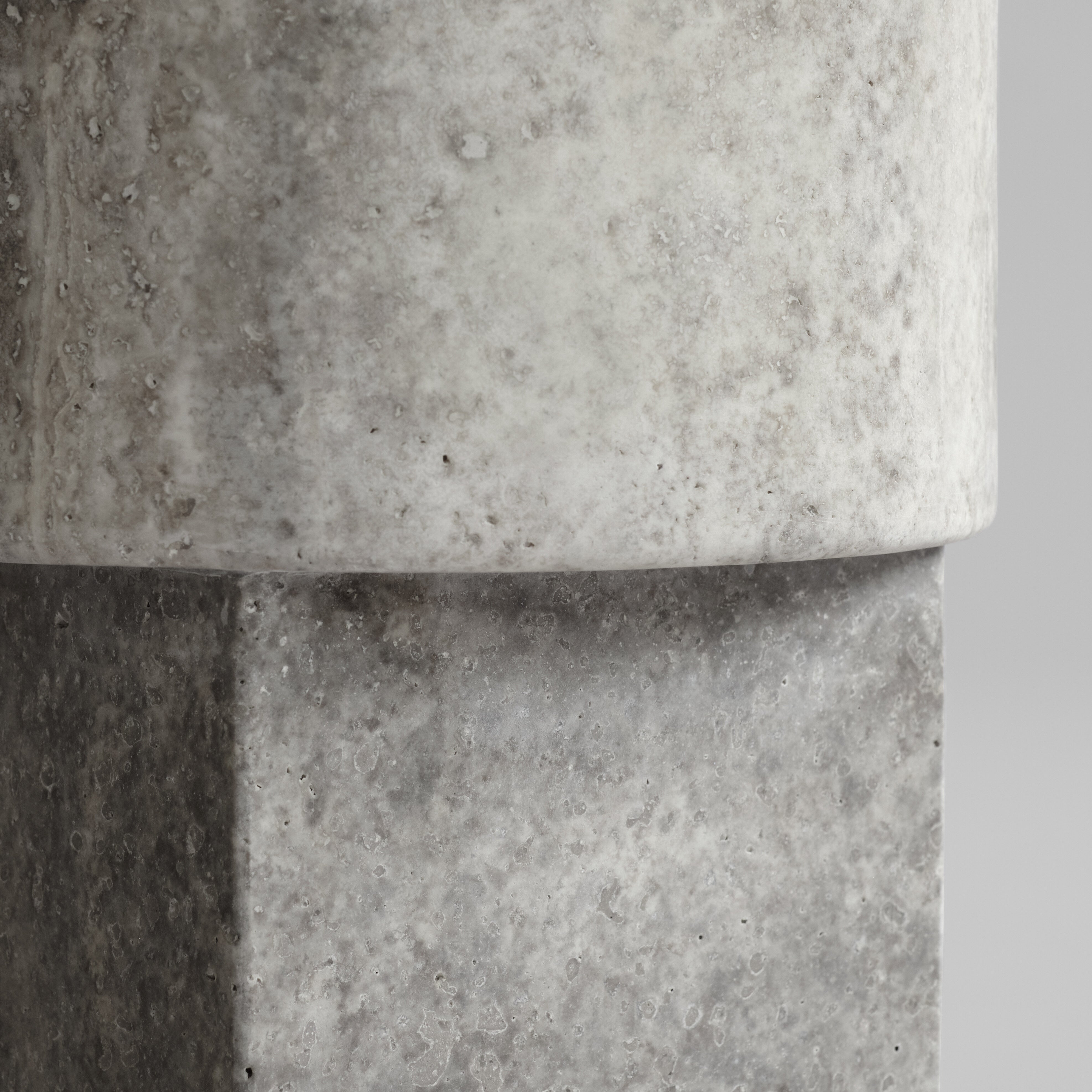 101 Copenhagen - Column Table - Silver Travertine - Coffee Table