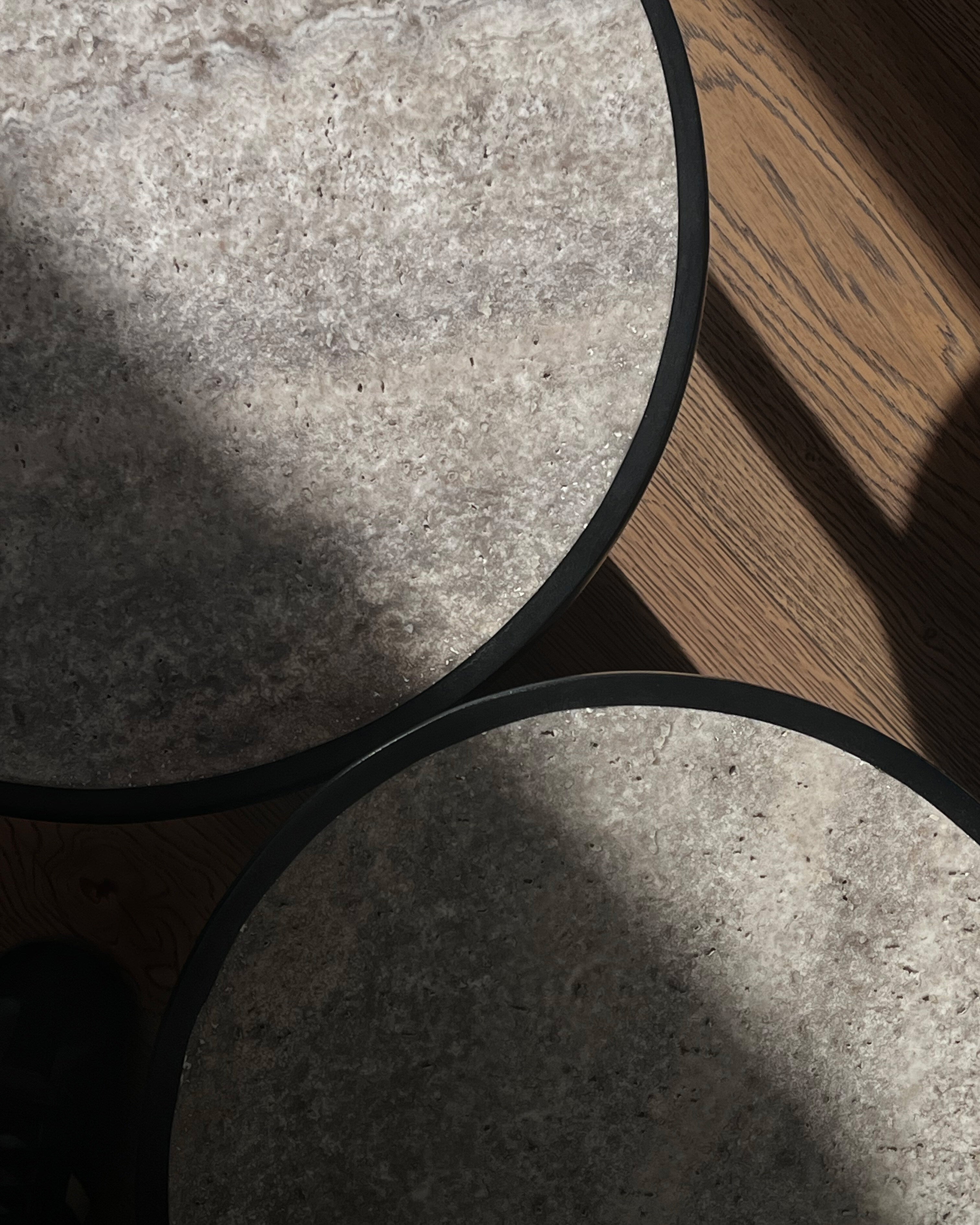 101 Copenhagen - Trumpet Table, Low - Silver Travertine - Coffee Table