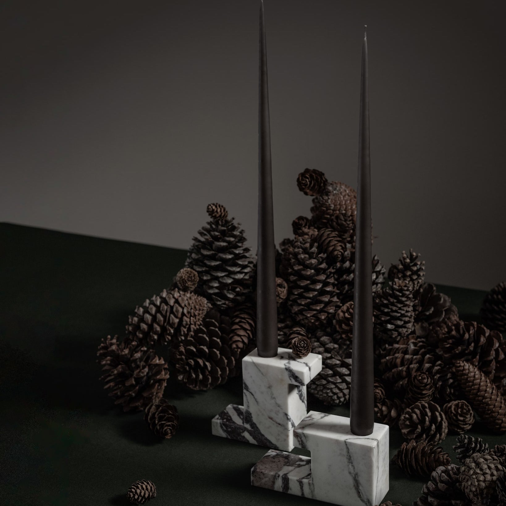 101 Copenhagen - Brick Candle Holder, Low - Calacatta - Candle Holders