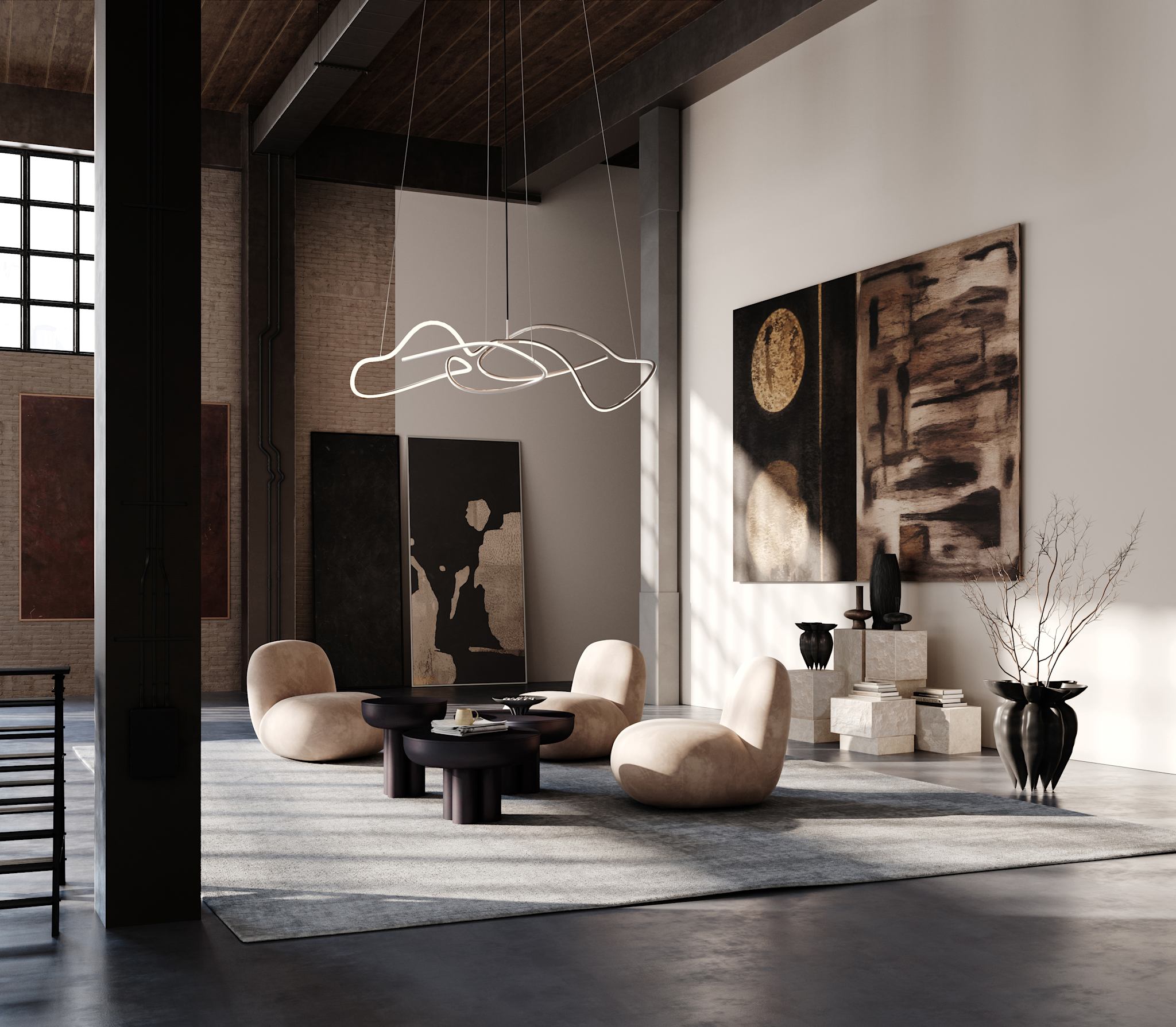 101 Copenhagen - Temple Coffee Table, Tall - Limestone - Table