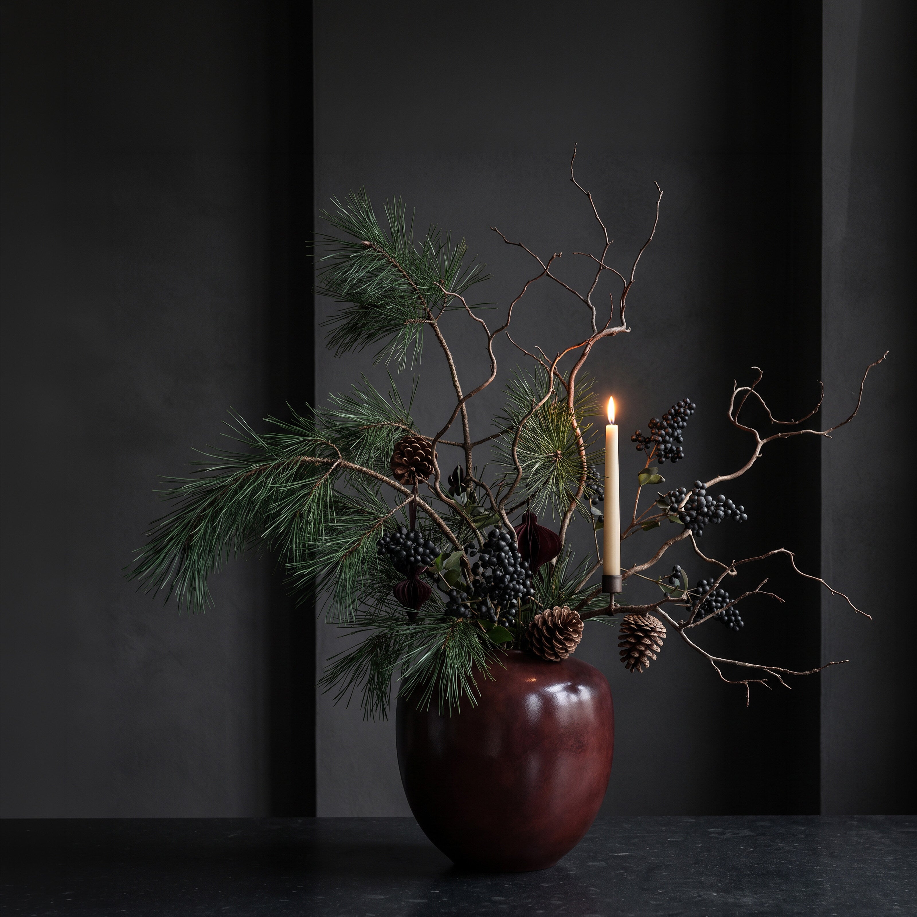 Sunao Vase, Medio - Maroon