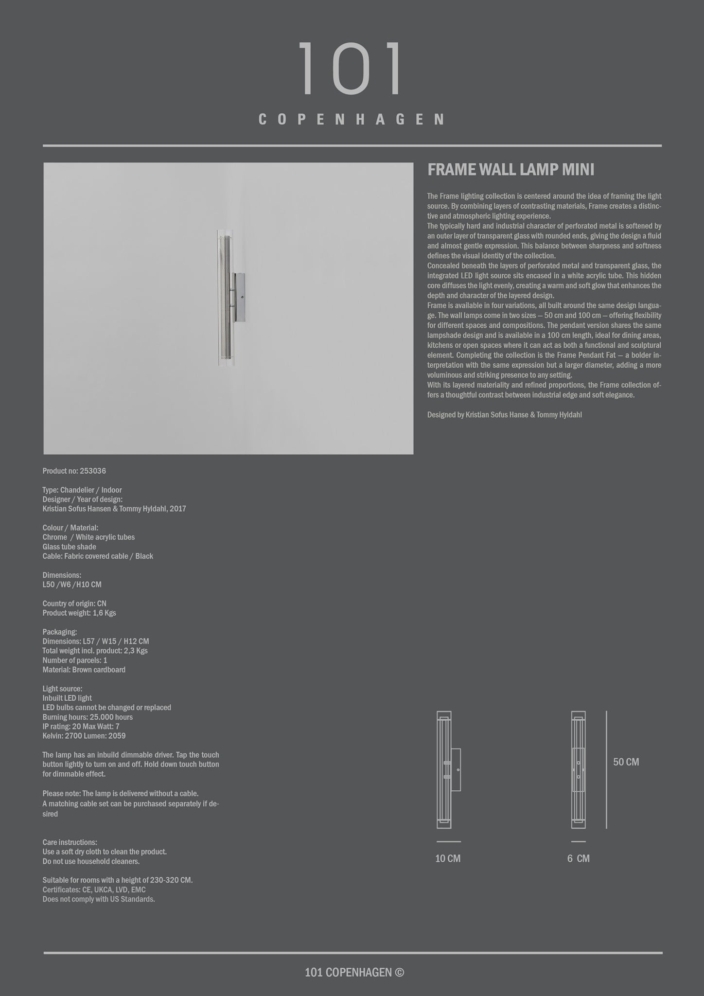 101 Copenhagen - Frame Wall Lamp, Mini - Chrome - Wall Lamp