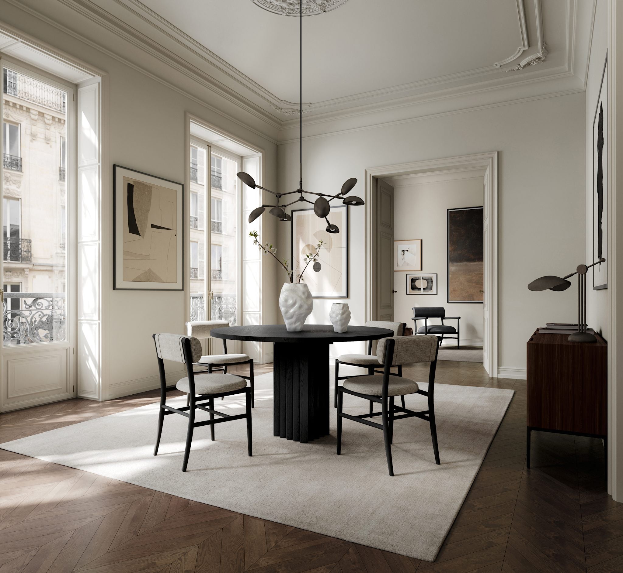 101 Copenhagen - Nama Dining Chair, Coffee Black - Linen - Dining Chair