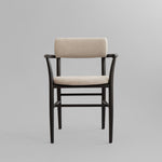 101 Copenhagen - Nama Dining Chair, Armrest - Coffee Black, Linen - Dining Chair