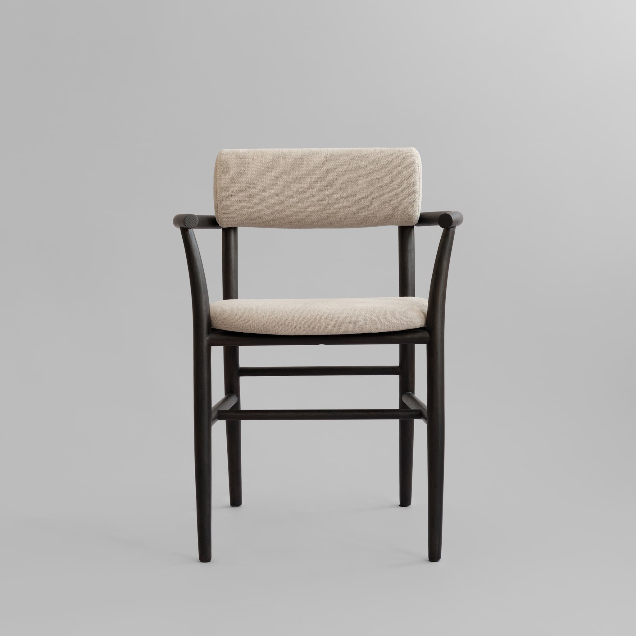 101 Copenhagen - Nama Dining Chair, Armrest - Coffee Black, Linen - Dining Chair