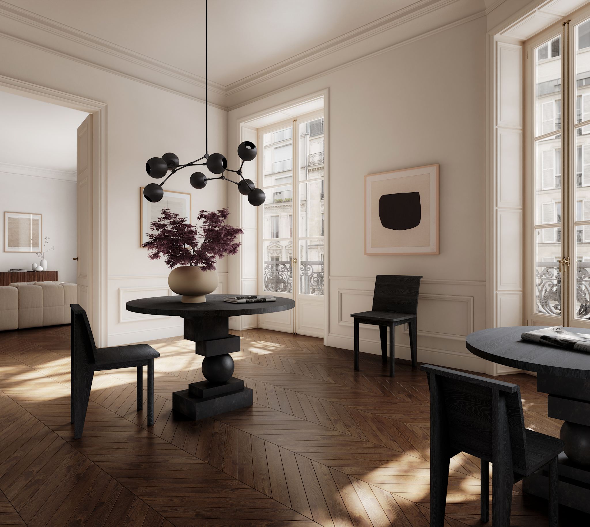 101 Copenhagen - Artist Dining Table, Ø120 - H30mm - Coffee Black Oak - Dining Table