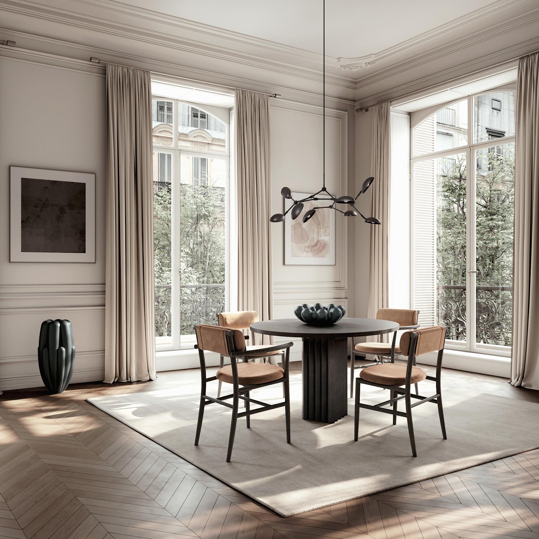 Arc Dining Table, Ø120 - H35mm - Coffee Black Oak