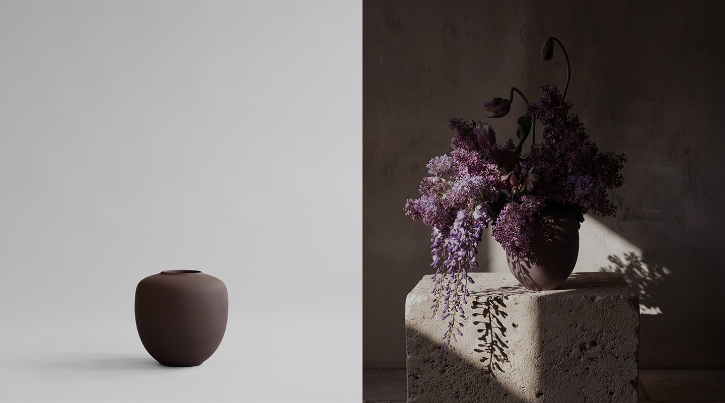 Mini Sunao Vase in a dusty Chocolate Brown