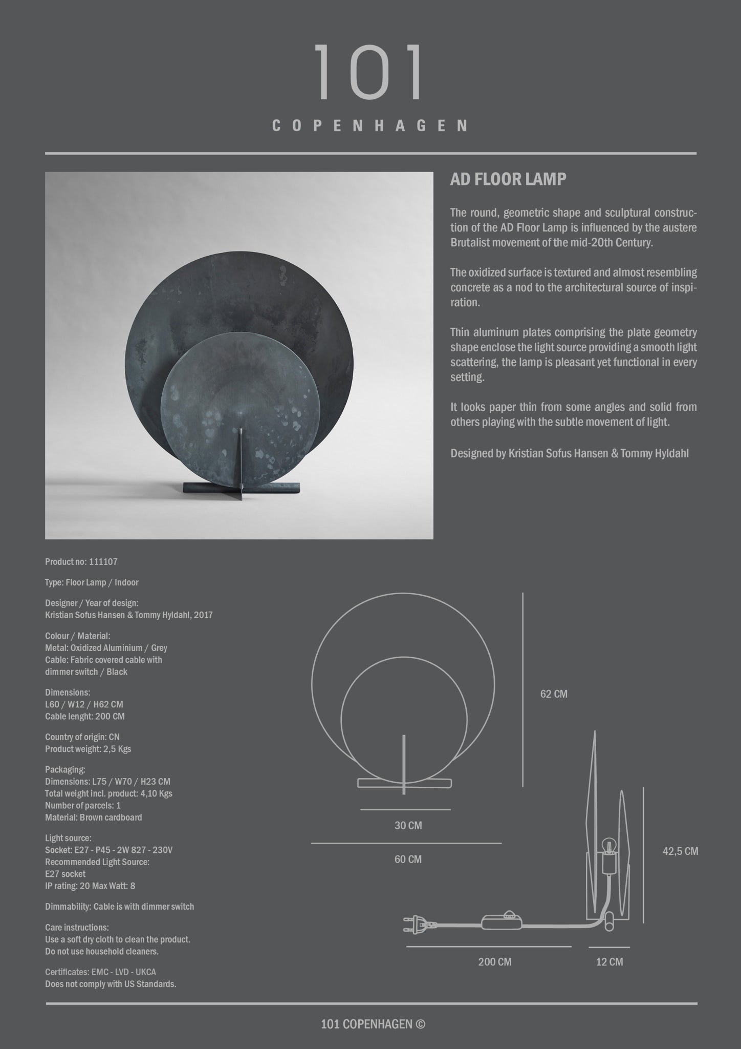 101 Copenhagen - AD Floor Lamp - Oxidized - Floor Lamp