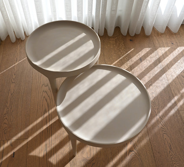 The Phantom coffee or side Tables in Birch in Tall and low