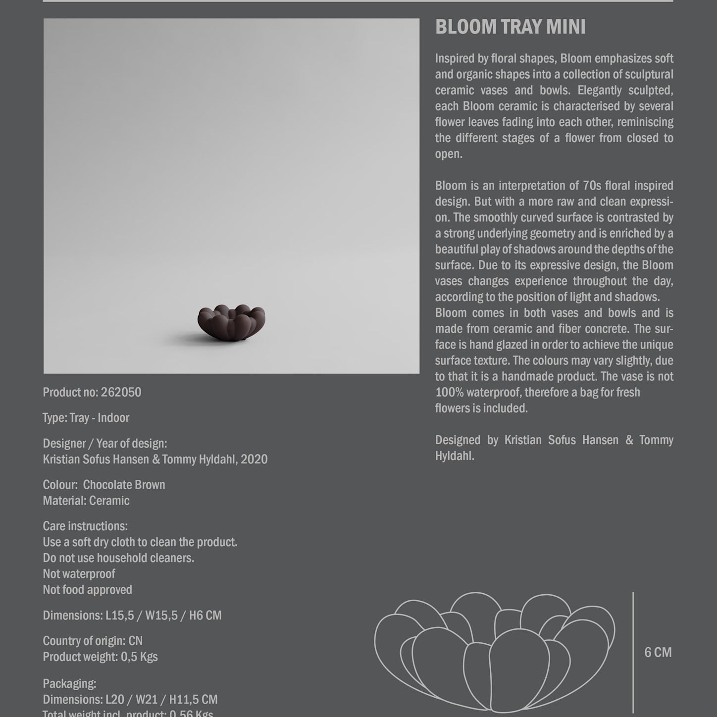 Bloom Tray, Mini - Chocolate Brown