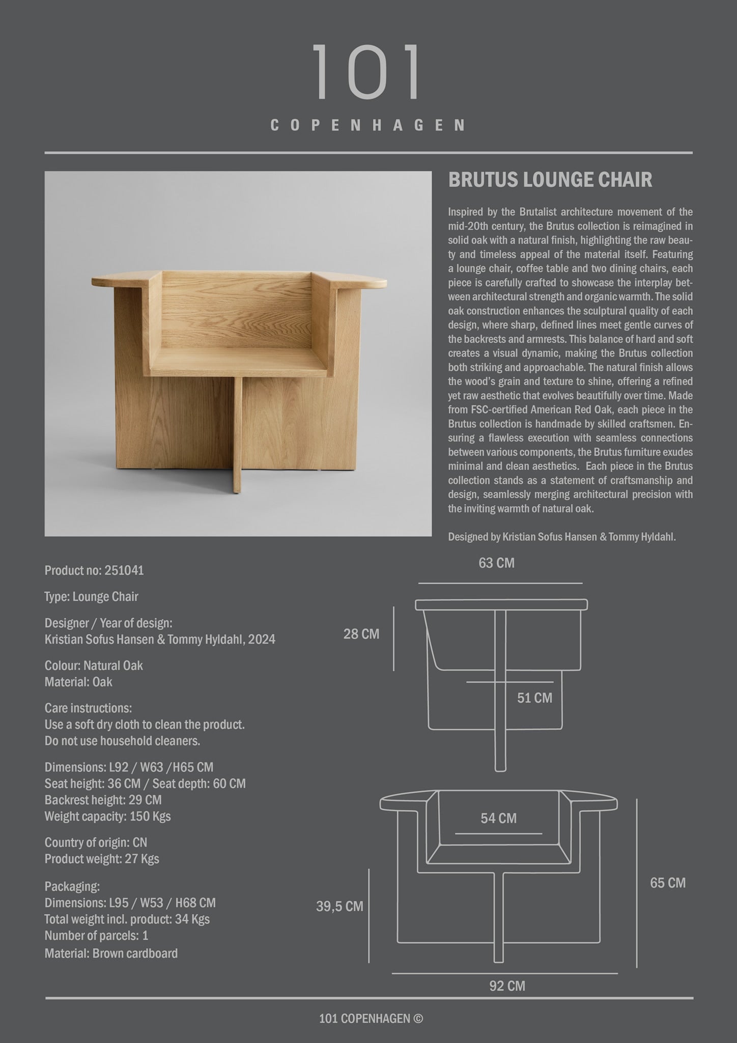 101 Copenhagen - Brutus Lounge Chair - Natural Oak - Lounge Chair
