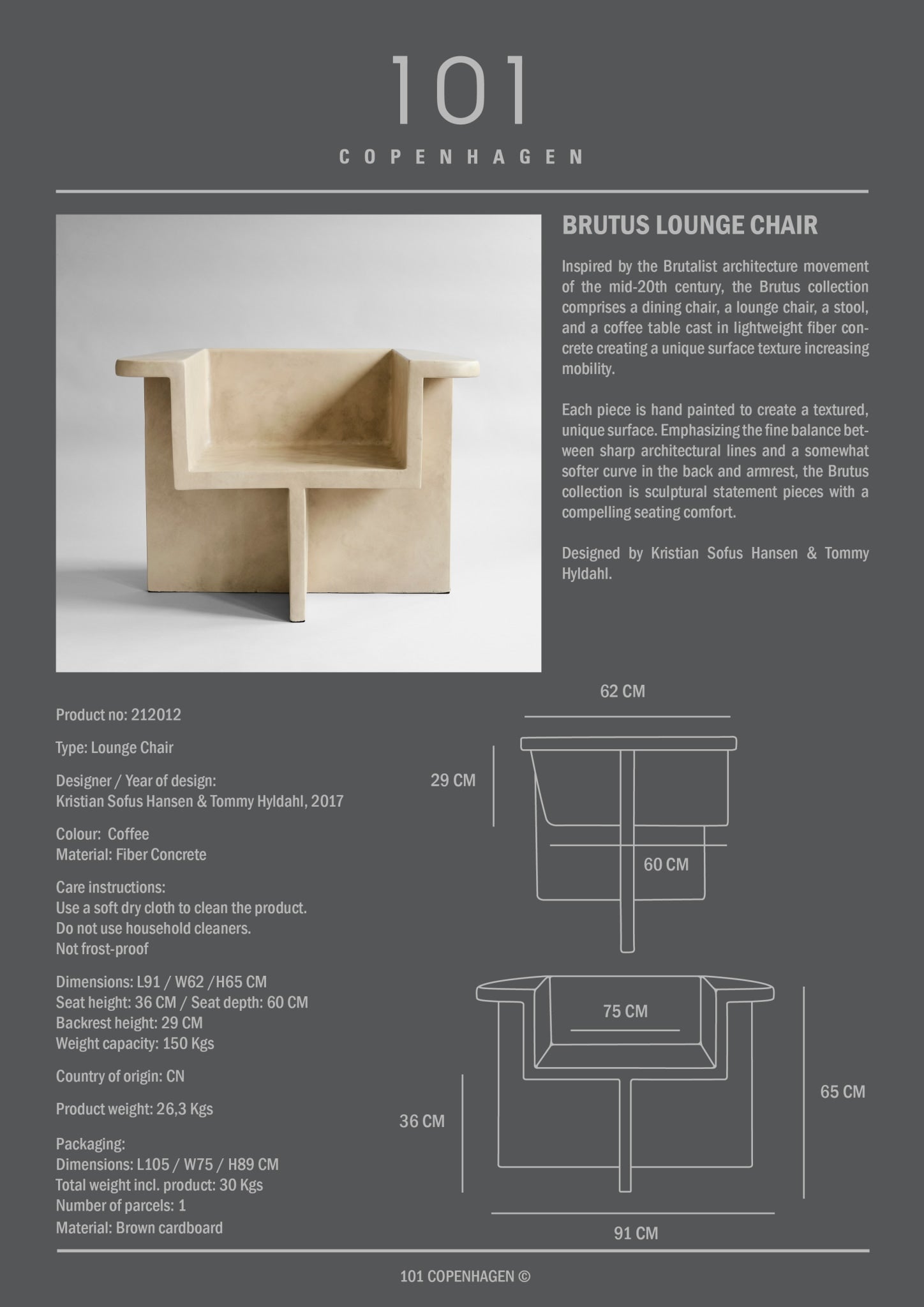 101 Copenhagen - Brutus Lounge Chair - Sand - Lounge Chair