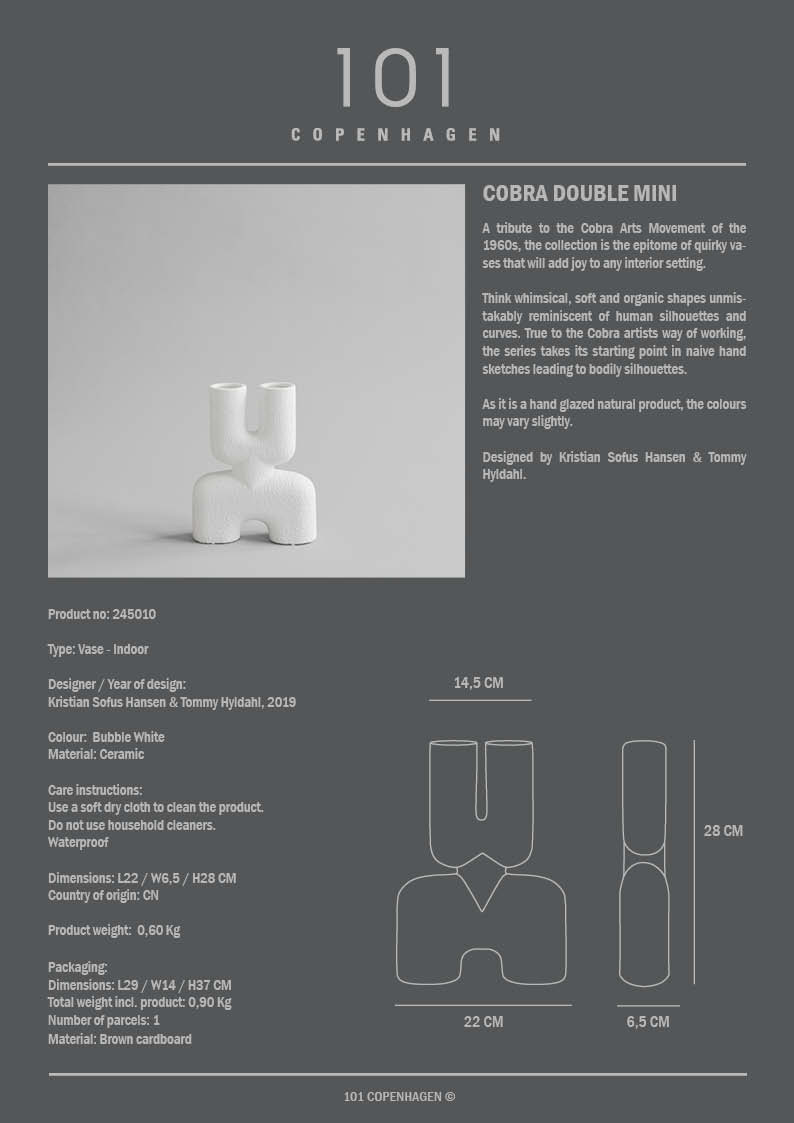 101 Copenhagen - Cobra Vase Double, Mini - Bubble White - Vase